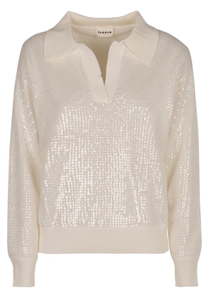 P.A.R.O.S.H. sequinned polo top - White