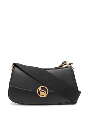 Stella McCartney logo clasp flap shoulder bag - Black