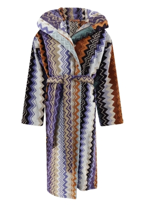 Missoni Home Giacomo belted hooded bathrobe - Blue