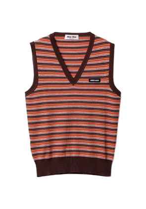 Miu Miu striped V-neck vest - Orange