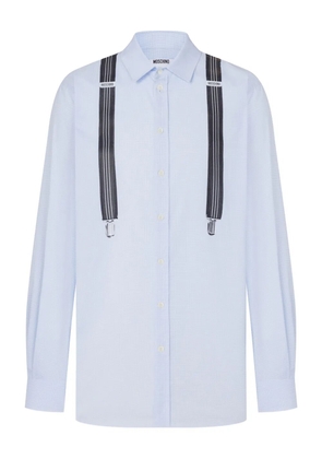 Moschino braces-print cotton shirt - Blue