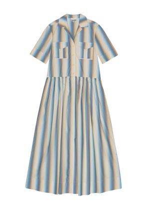 GANNI striped button-up shirt dress - Neutrals