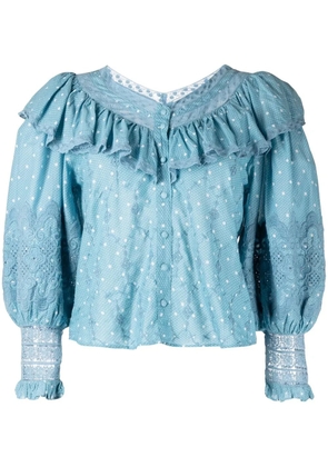 LoveShackFancy Bunnie broderie-anglaise blouse - Blue