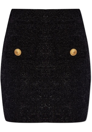 Balmain high-waisted bouclé miniskirt - Black