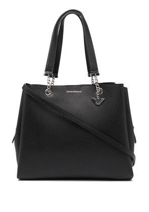 Emporio Armani pebbled-effect logo-plaque tote bag - Black