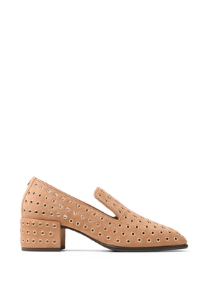 Jimmy Choo Eliot metal-eyelet heeled loafers - Neutrals