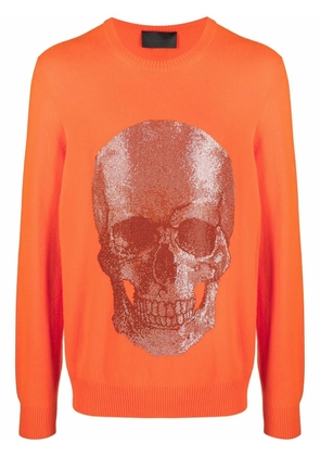 Philipp Plein Skull print crewneck sweater - Orange