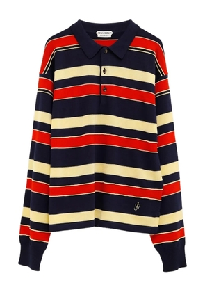 JW Anderson striped embroidered polo shirt - Blue