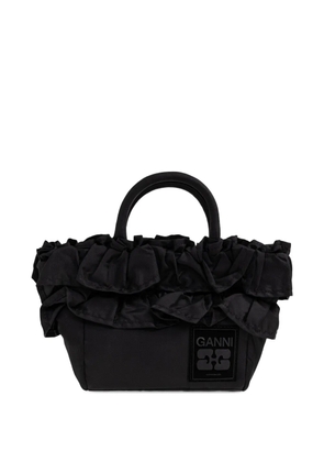 GANNI mini ruffle tote bag - Black