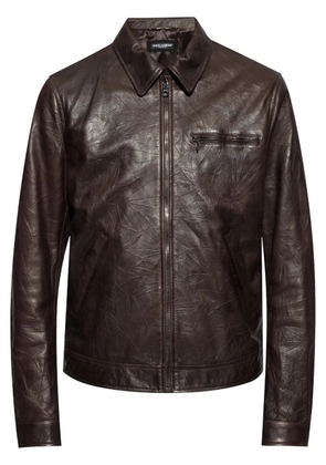 Dolce & Gabbana zipped leather jacket - Brown