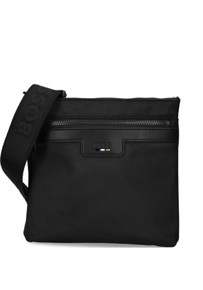 BOSS logo-debossed messenger bag - Black