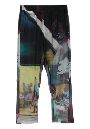 Undercover graphic-print cropped trousers - Black