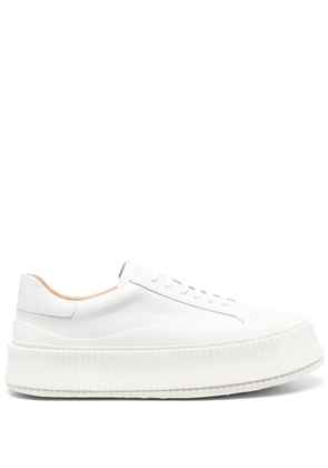 Jil Sander lace-up leather platform sneakers - White