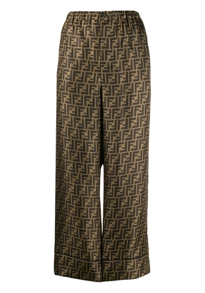 FENDI FF motif cropped trousers - Black