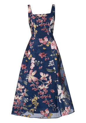 Marchesa Notte floral-print A-line dress - Blue