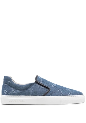 Jacob Cohën embroidered-logo denim sneakers - Blue