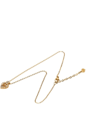 Christian Dior Pre-Owned 20th Century Gold Plated Rhinestone Logo Heart Pendant Necklace costume necklace