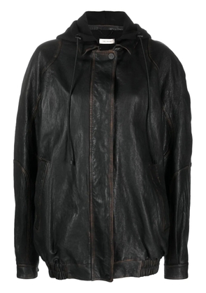 The Mannei Batumi drawstring-hood leather jacket - Black