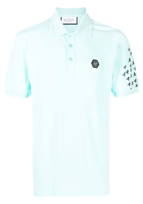 Philipp Plein Skull and Bones cotton polo shirt - Blue