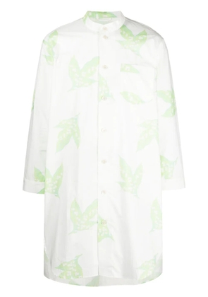 BODE leaf-print band-collar shirt - White