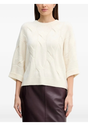 Benetton cable-knit crew-neck sweater - White