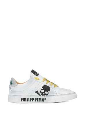 Philipp Plein skull leather low-top sneakers - White