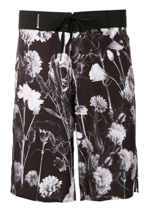 Osklen floral-print drawstring surf shorts - Black