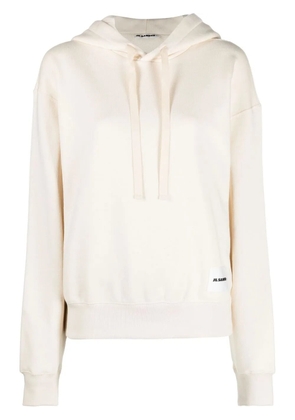 Jil Sander logo-patch drawstring hoodie - Neutrals