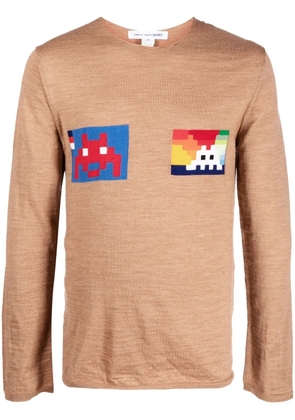 Comme Des Garçons Shirt graphic-print round-neck jumper - Brown