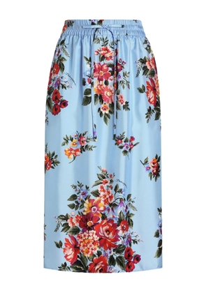 Dolce & Gabbana floral-print elasticated midi skirt - Blue