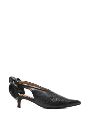 Toga Pulla bow-detail embroidered pumps - Black