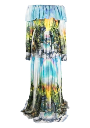 Philipp Plein Hawaii pleated maxi dress - Blue