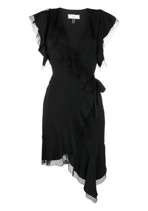 NISSA tulle-detailing draped mini dress - Black