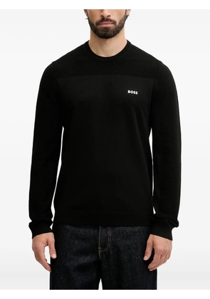BOSS logo-print textured sweater - Black