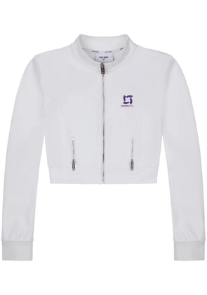 TEAM WANG design logo-print cropped track jacket - White