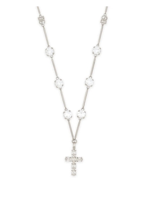 Dolce & Gabbana crystal-embellished cross-pendant necklace - Silver