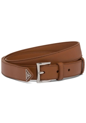 Prada triangle-logo leather belt - Brown