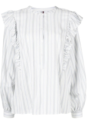 Tommy Hilfiger striped ruffle-trim blouse - White