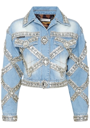 Philipp Plein cropped brooch jacket - Blue