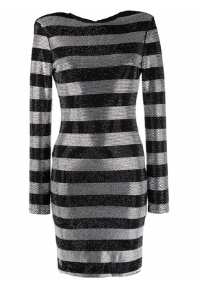 Philipp Plein crystal-stripes fitted mini dress - Black