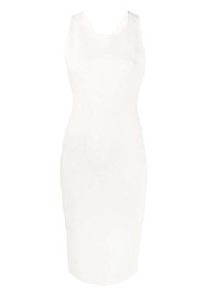 Yves Salomon ribbed cross-strap midi dress - White