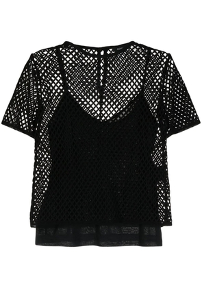 Goen.J open-knit short-sleeved T-shirt - Black