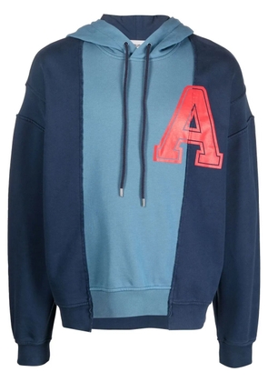 AMBUSH panelled logo-print hoodie - Blue