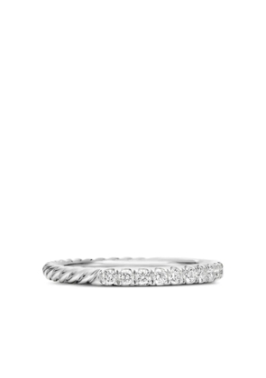 David Yurman 18kt white gold Cable Collectibles diamond stack ring (2mm) - Silver