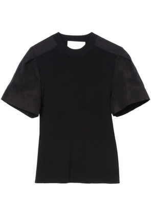 3.1 Phillip Lim panelled fine-ribbed T-shirt - Black
