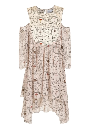 Olympiah mushroom-print off-shoulder dress - Neutrals
