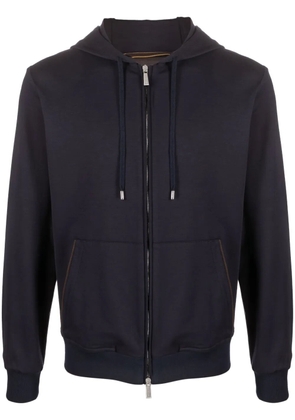 Moorer drawstring zip-up hoodie - Blue