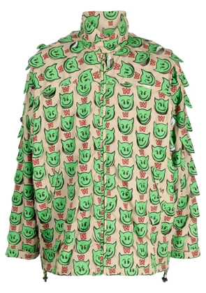 Walter Van Beirendonck motif-print zip-up jacket - Brown