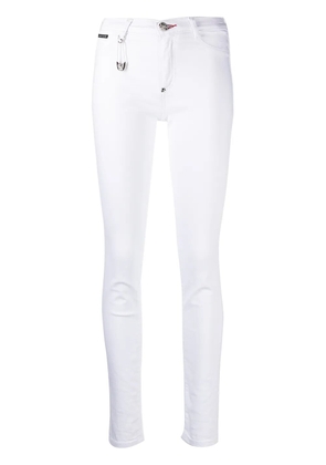 Philipp Plein high-waisted cotton jeggings - White
