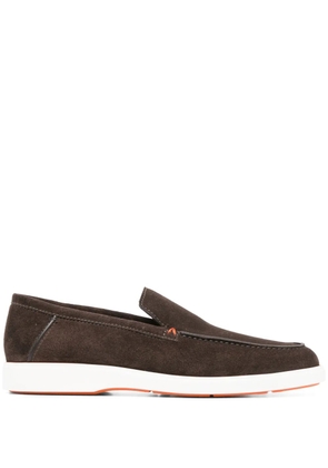Santoni calf-suede almond-toe loafers - Brown
